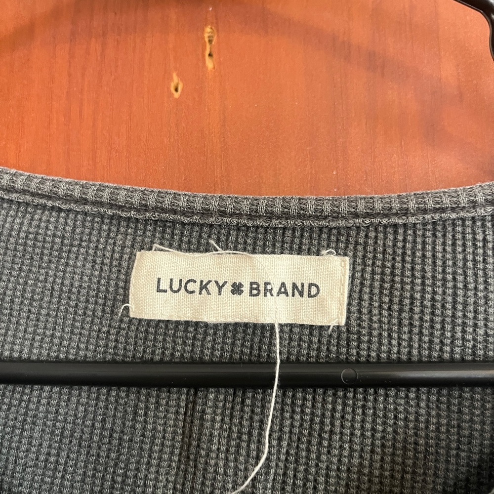 Lucky Brand Charcoal Lace-Accent Long Sleeve Top - Picture 2 of 10